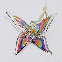 Stained Glass Rainbow Butterfly Ornament